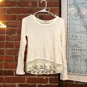 Nordstrom Rack Flowy Top with Lace Hem